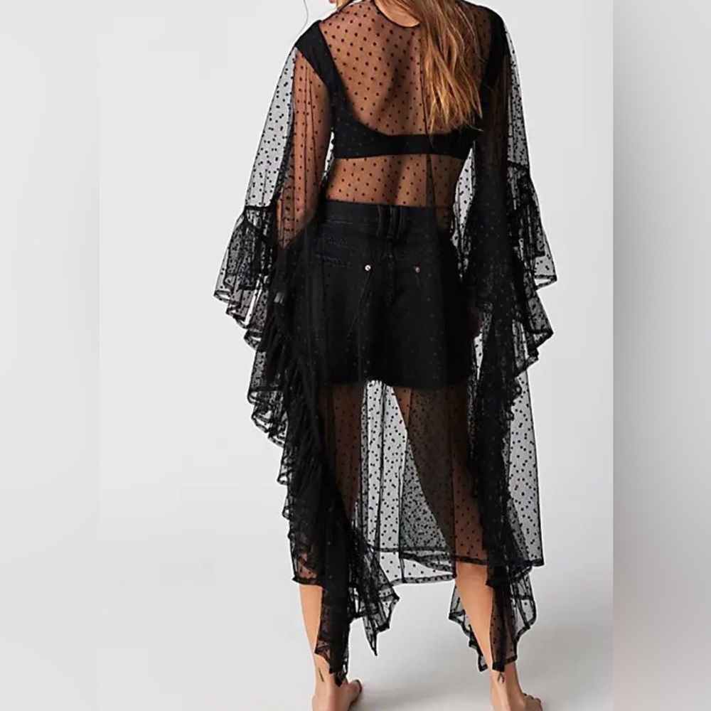 Free People Black Asymmetrical Sheer Dress